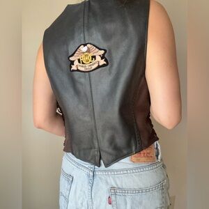 Harley-Davidson patched fox creek leather vest 100% leather black brown sz xxl